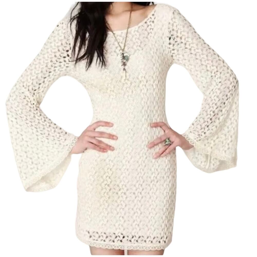 Free People Cream Crochet Mini Dress